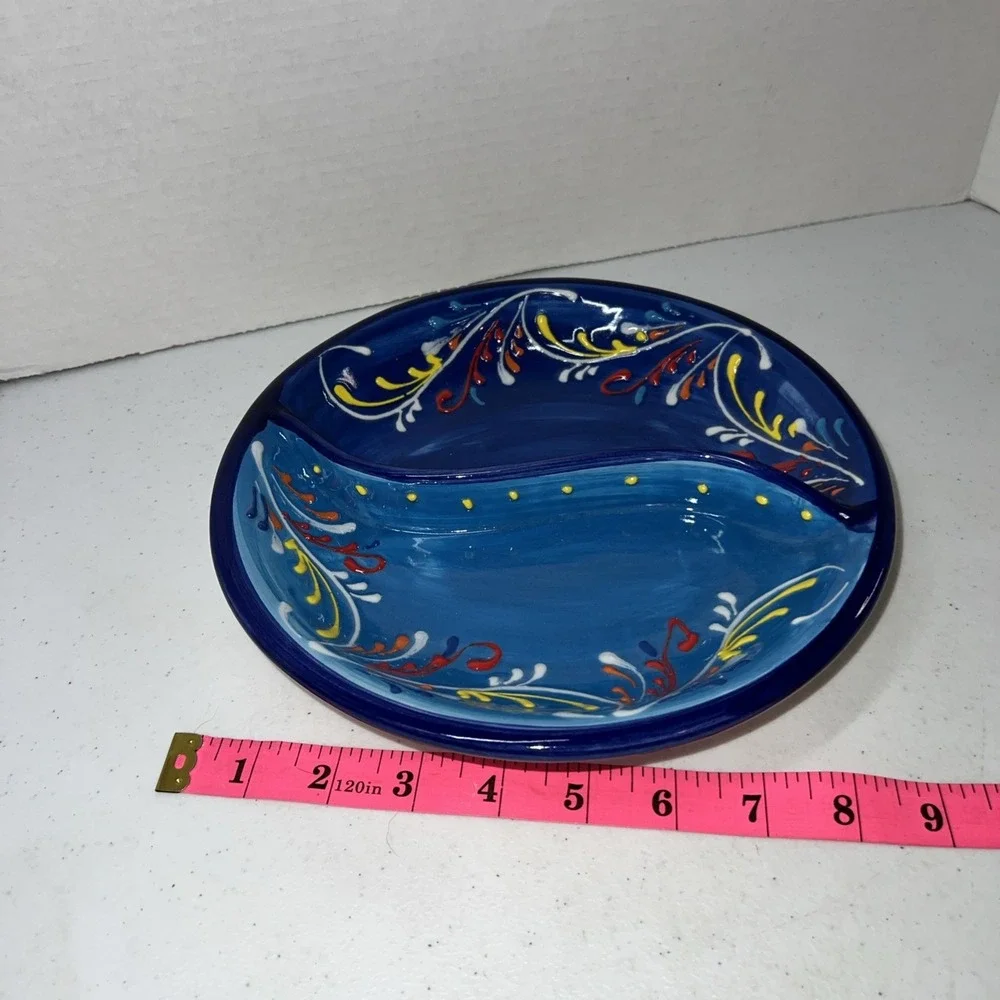 Hand Painted, Divided Ceramic Serving Bowl from Spanish Ceramicas Anoru SL
